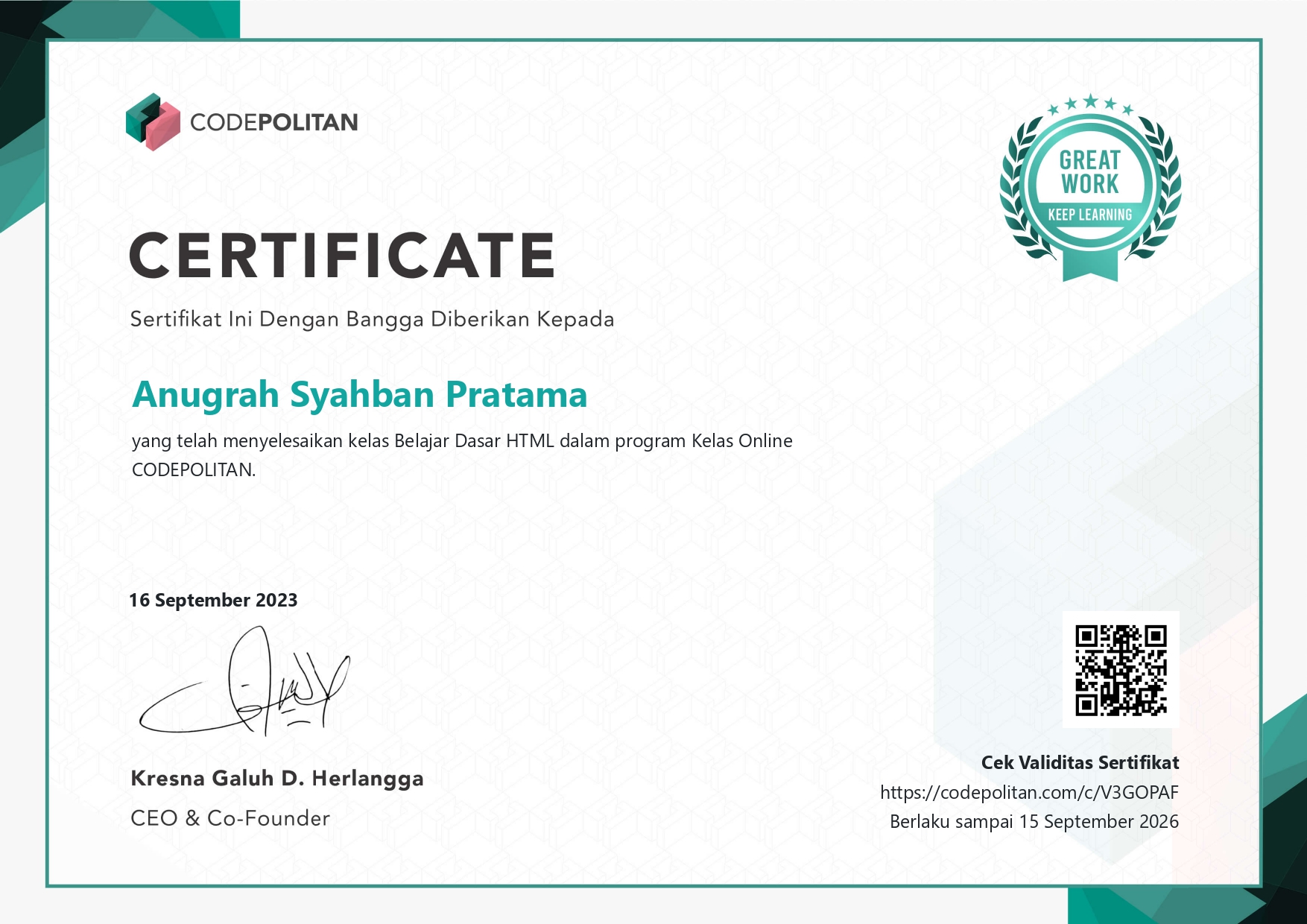 Frontend Certificate